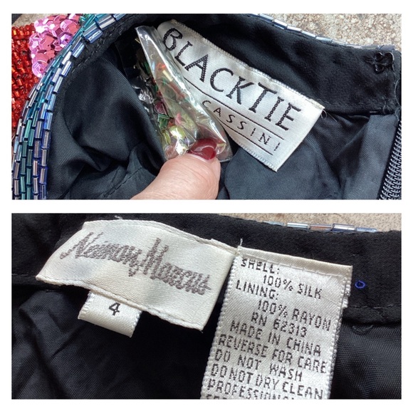 NWT 1991 Black Tie Oleg Cassini Neiman Marcus Sequin Dress (t200/b34) - Picture 16 of 17